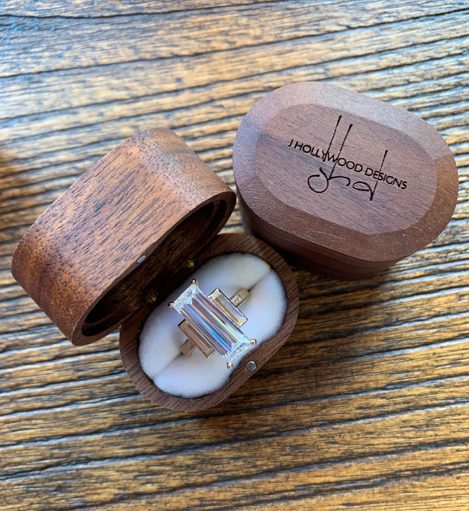 wooden ring box - handmade wood and velvet box – J Hollywood Designs