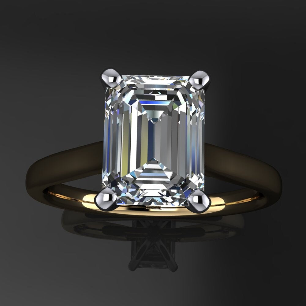 Emma Ring 1.75 Carat Emerald Cut Moissanite Engagement Ring