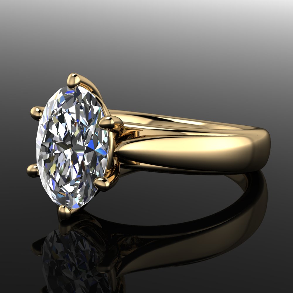 peyton engagement ring - oval lab grown diamond engagement ring - laying flat view