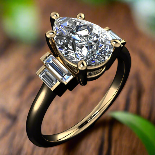 evelyn ring - 3 carat pear shape - angleevelyn ring - 3 carat pear engagement ring - angle view