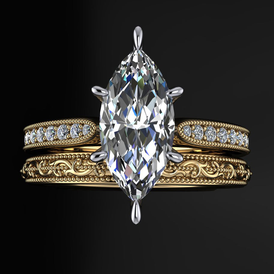 Tatum Perla moissanite and diamond wedding set - top view