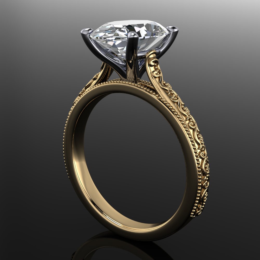 2.5 carat oval lab grown diamond engagement ring - side view