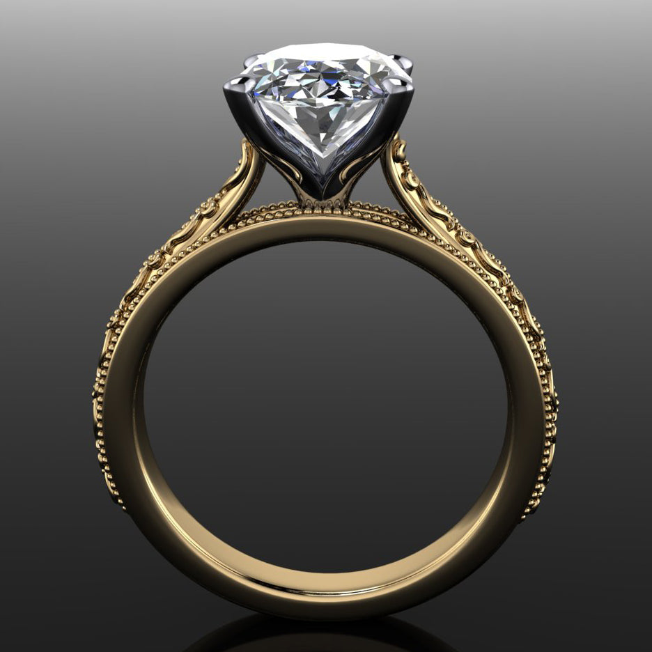 2.5 carat oval lab grown diamond engagement ring - through finger view