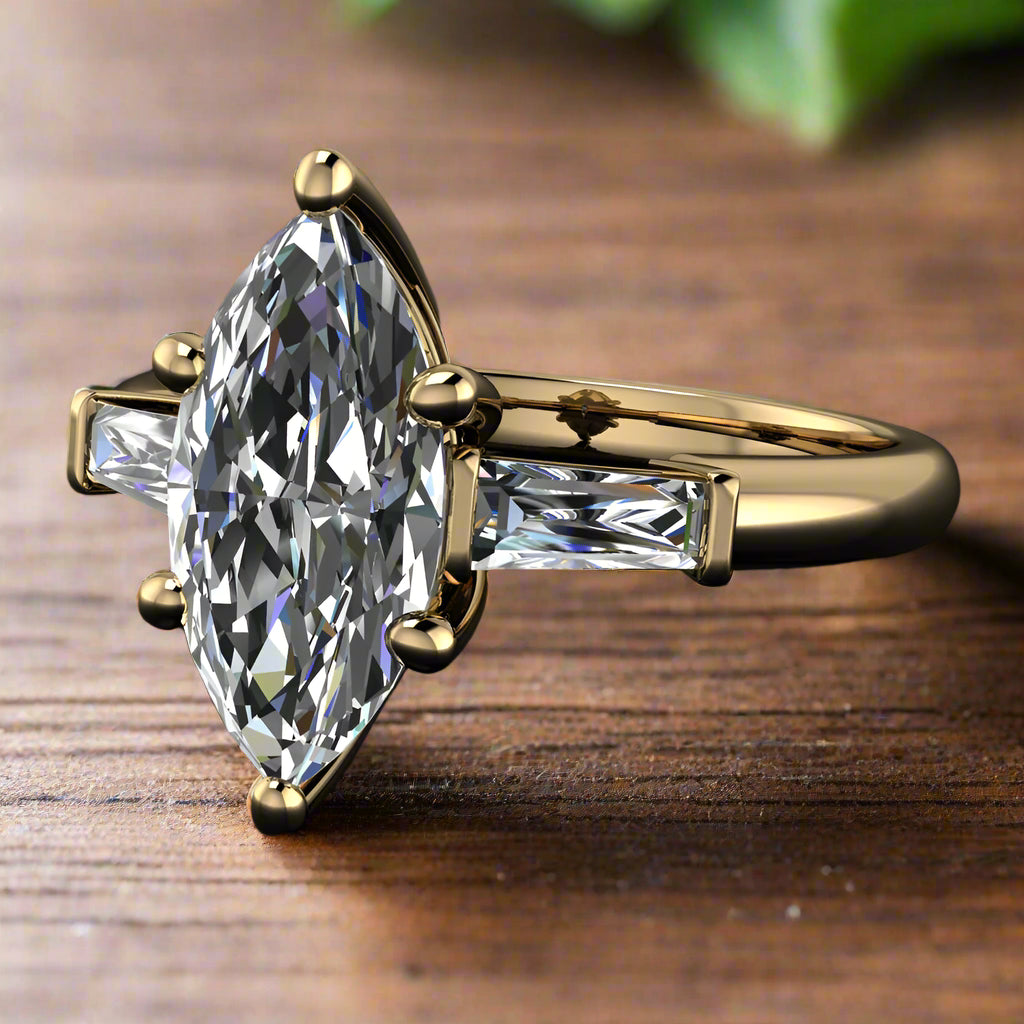 2 carat marquise diamond ring - laying flat view