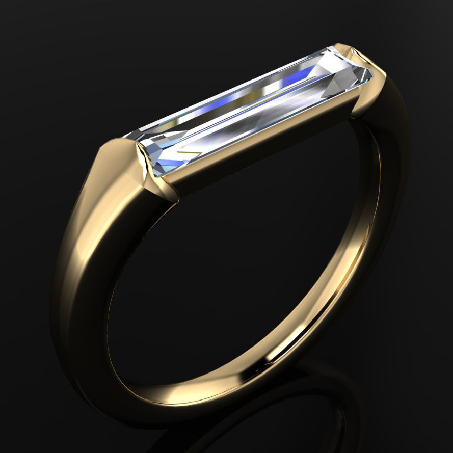 thorn ring - elongated 2 carat baguette ring - angle view II