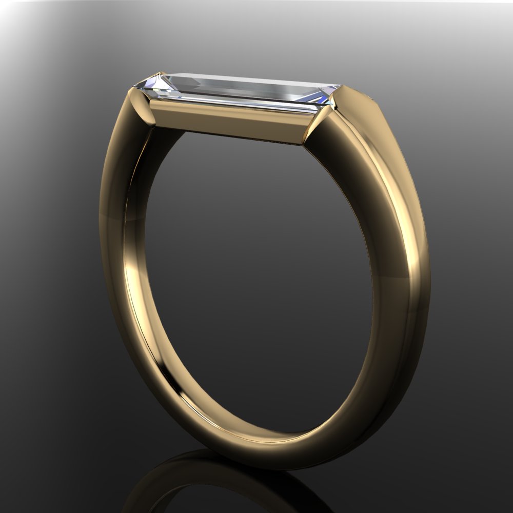 thorn ring - elongated 2 carat baguette ring - side view