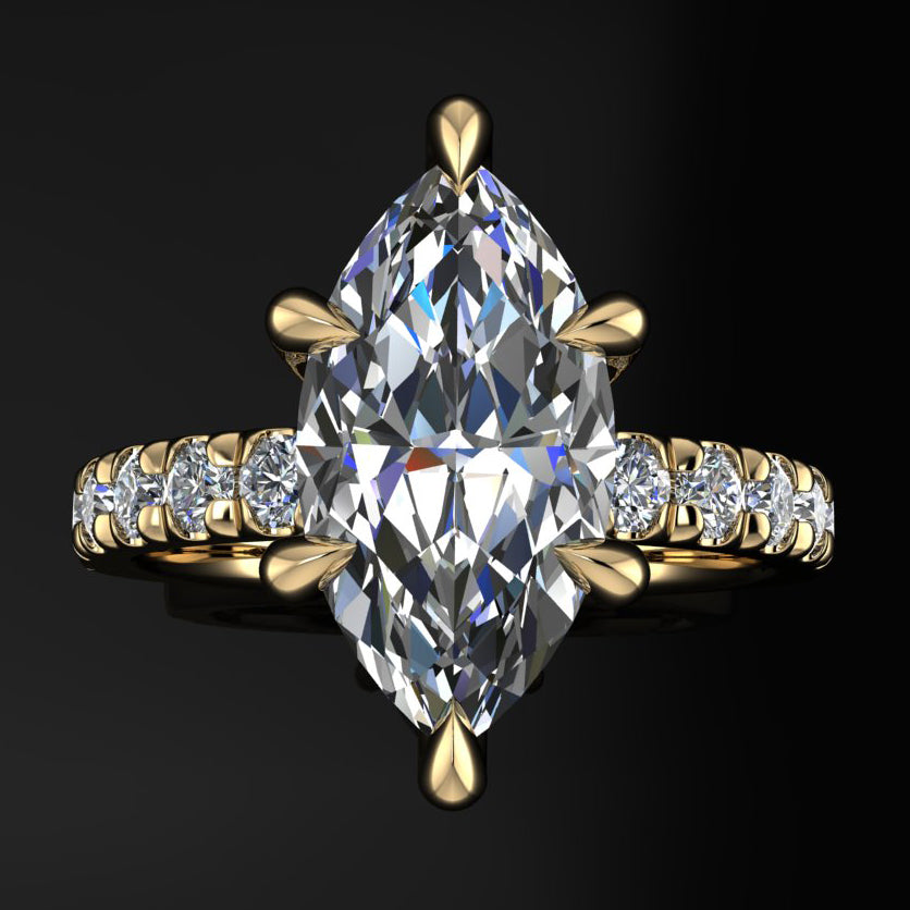 selena ring - celebrity inspired 2 carat marquise shape diamond ring, Selena Gomez - top view