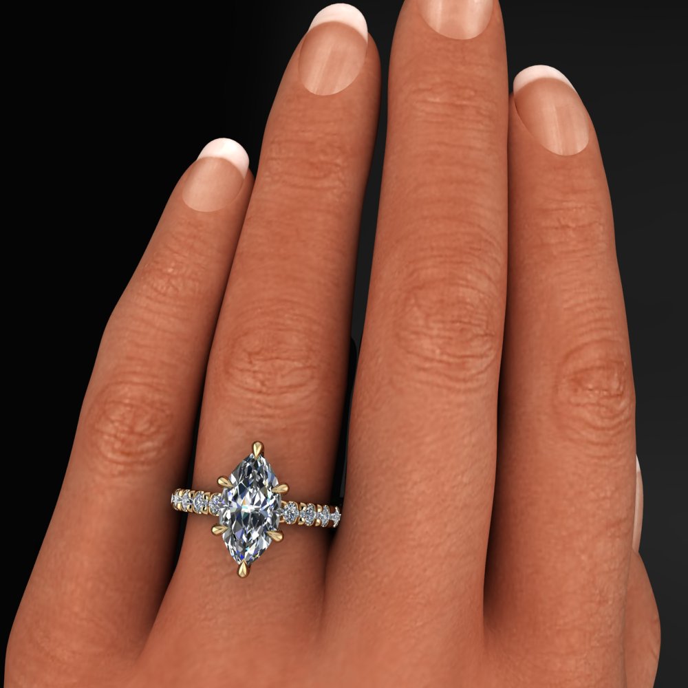 selena ring - celebrity inspired 2 carat marquise shape diamond ring, Selena Gomez - model shot