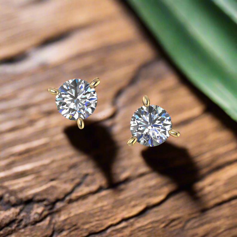 lab grown diamond earrings - small diamond stud earrings, half carat tw