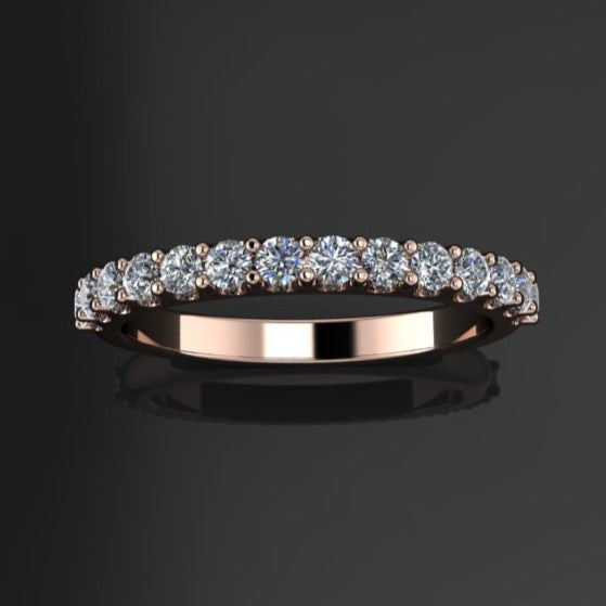 diamond wedding band with half a carat of diamonds set in 14k gold or platinum - top view