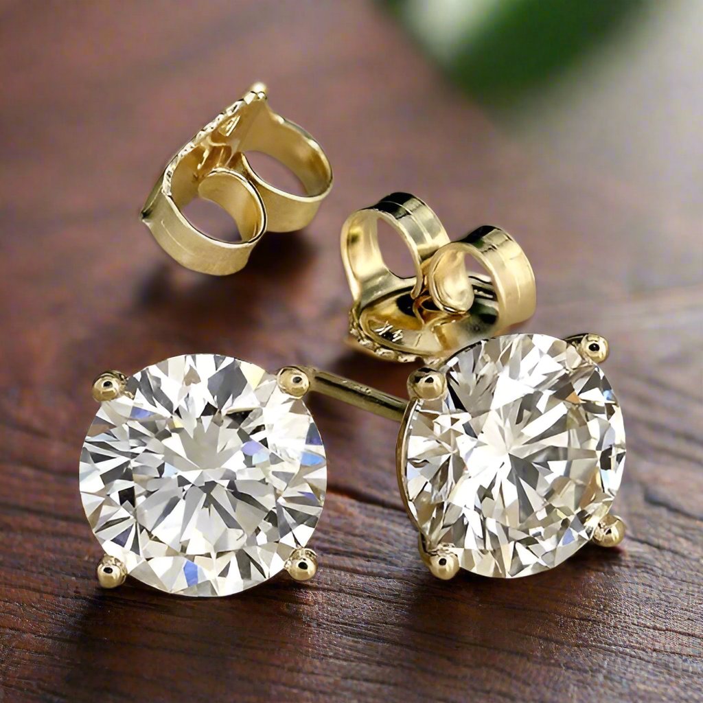 round lab created diamond stud earrings