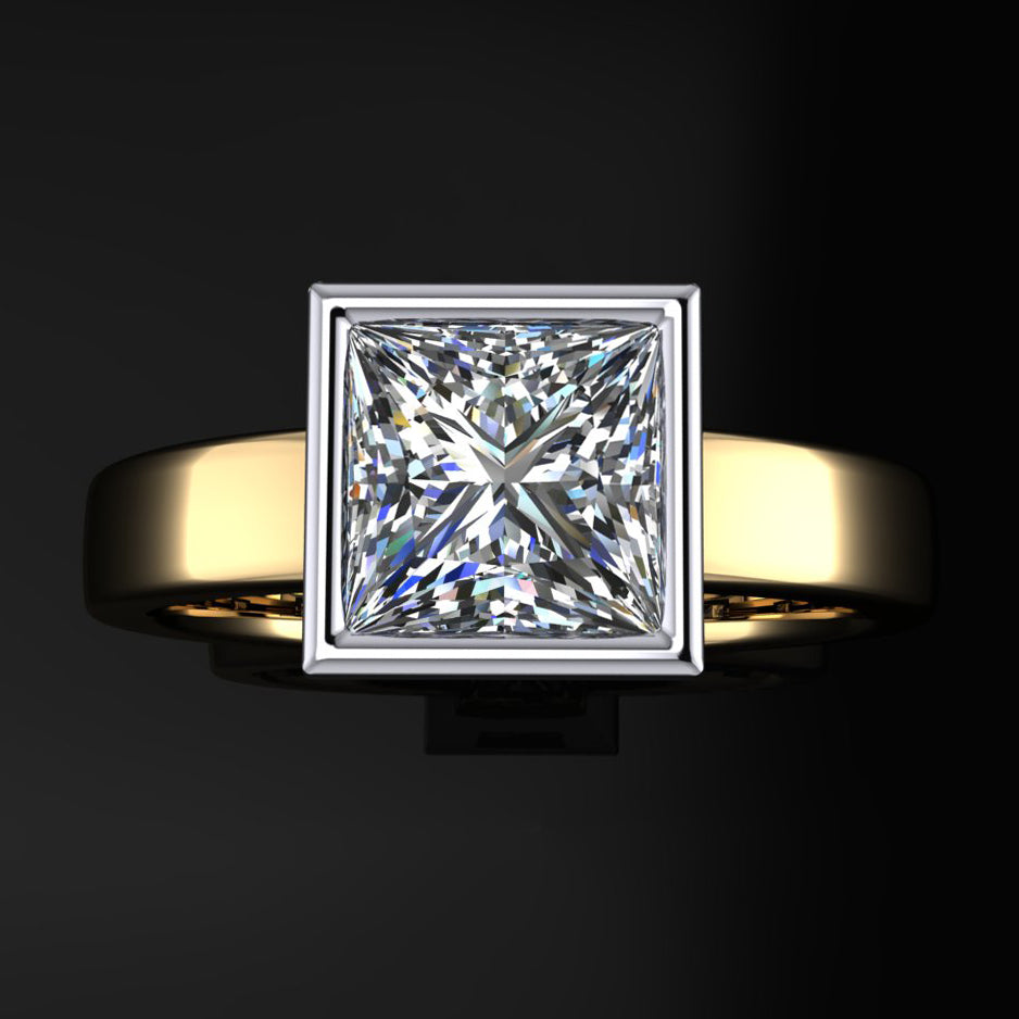 kassi ring - 1 carat princess cut lab grown diamond engagement ring - top view