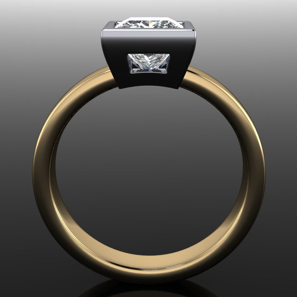 kassi ring - 1 carat princess cut lab grown diamond engagement ring - through finger view