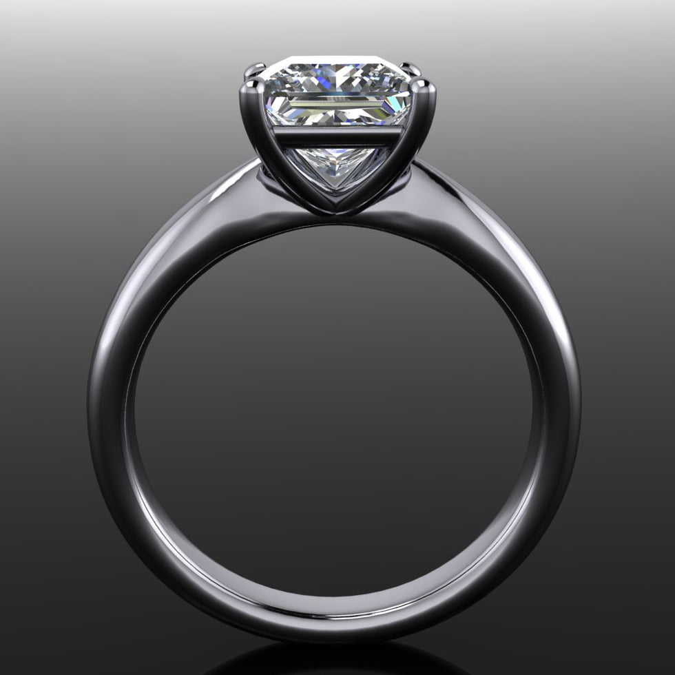 princess cut engagement ring with sapphire band - side view