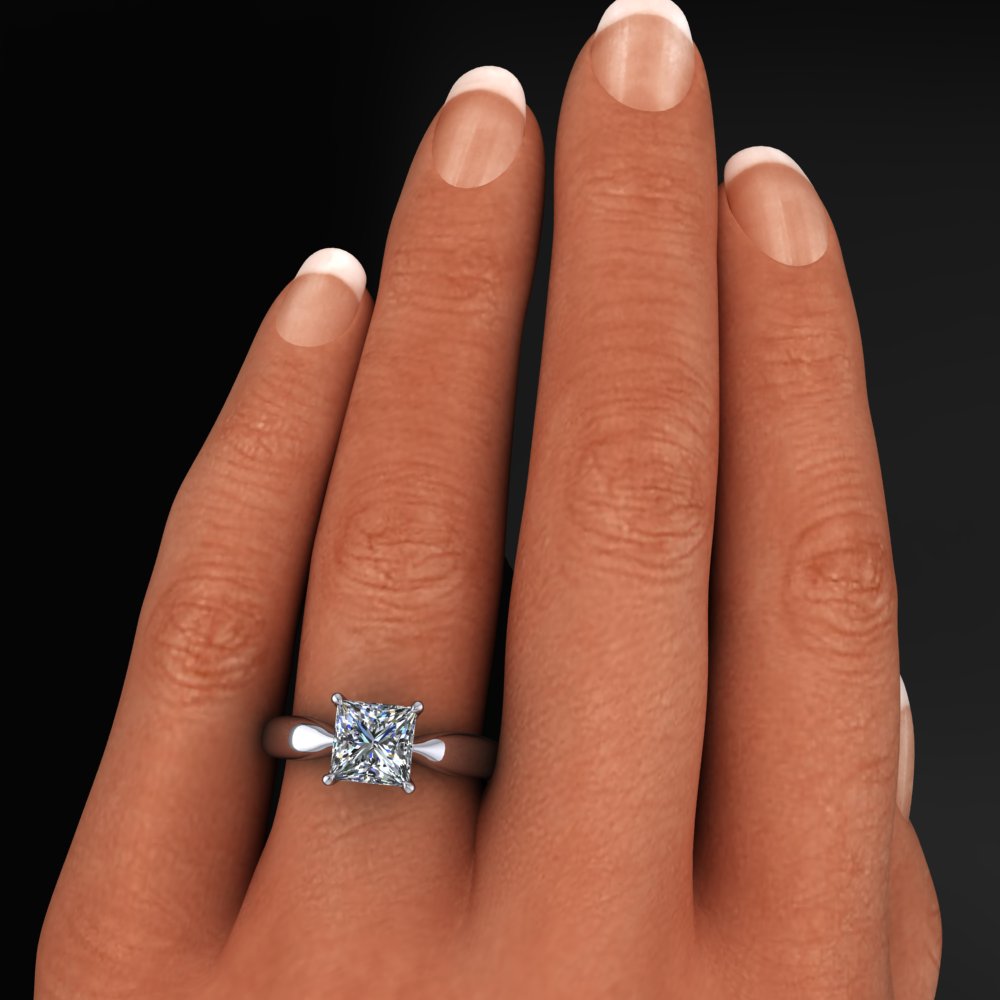 princess cut engagement ring - model shot