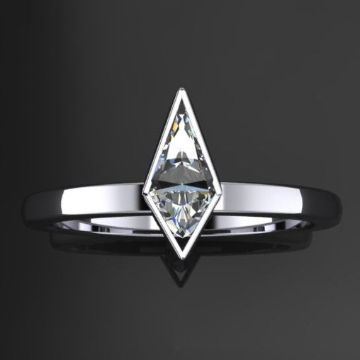 .30 carat moissanite kite, bezel set ring - top view