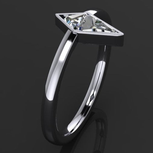 .30 carat moissanite kite, bezel set ring - side view