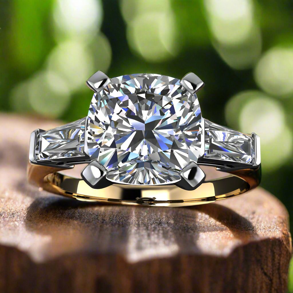 Laurel ring - 2 carat cushion moissanite ring - top view