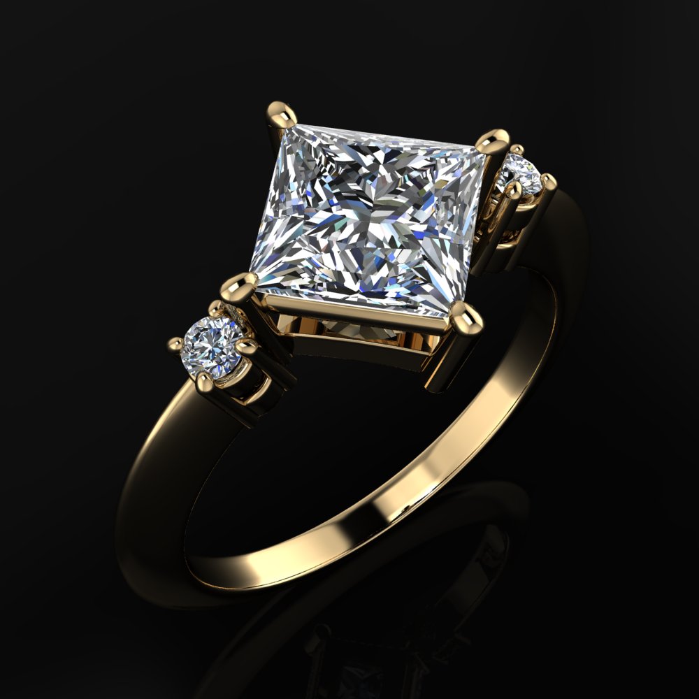 princess cut lab grown diamond engagement ring - angle view