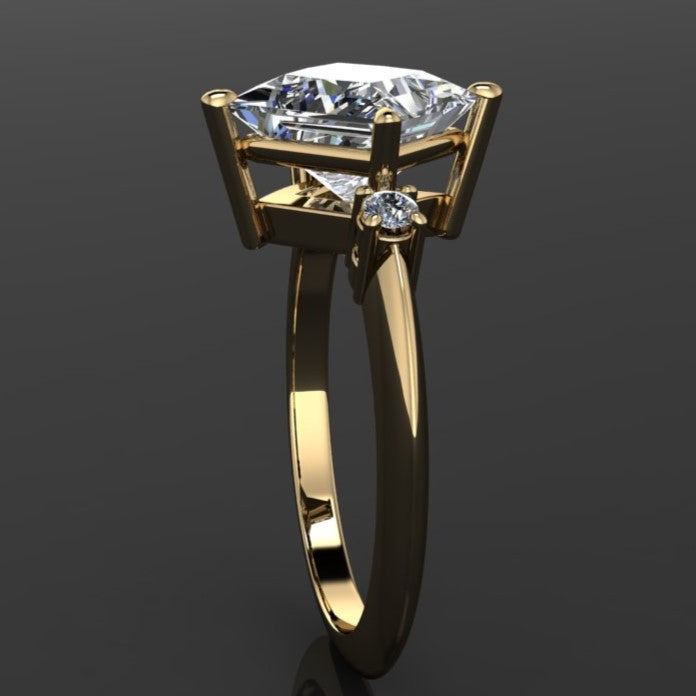 princess cut lab grown diamond engagement ring - side view