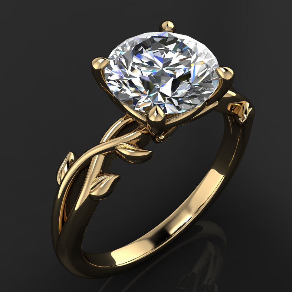 2 carat round diamond ring - angle view