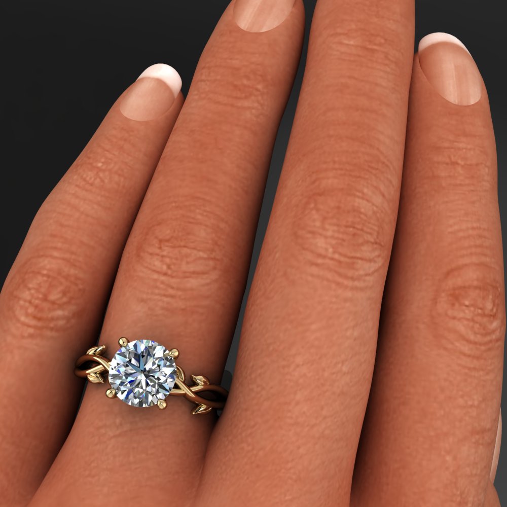 2 carat round diamond ring - model shot