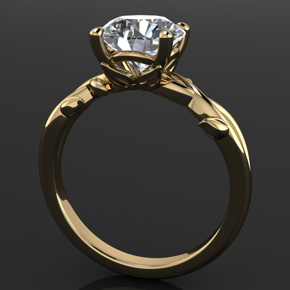 2 carat round diamond ring - through finger view