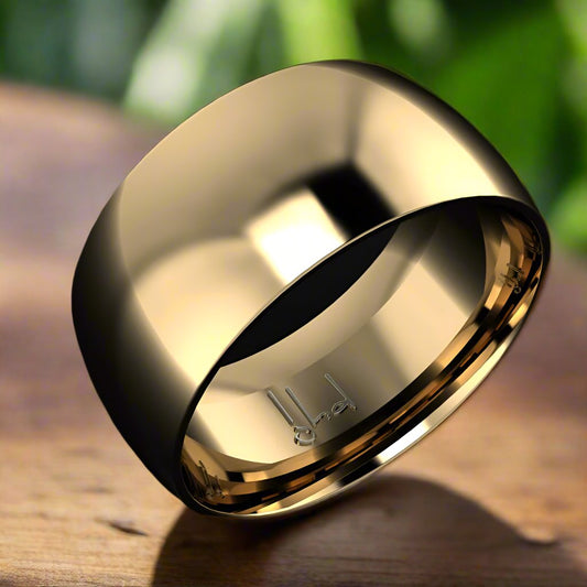 kai ring - 14k gold men's wedding band, wide mens ring, engravable ring, statement ring