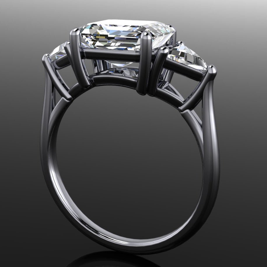 erin ring - 2.5 carat moissanite engagement ring, east west ring - side view