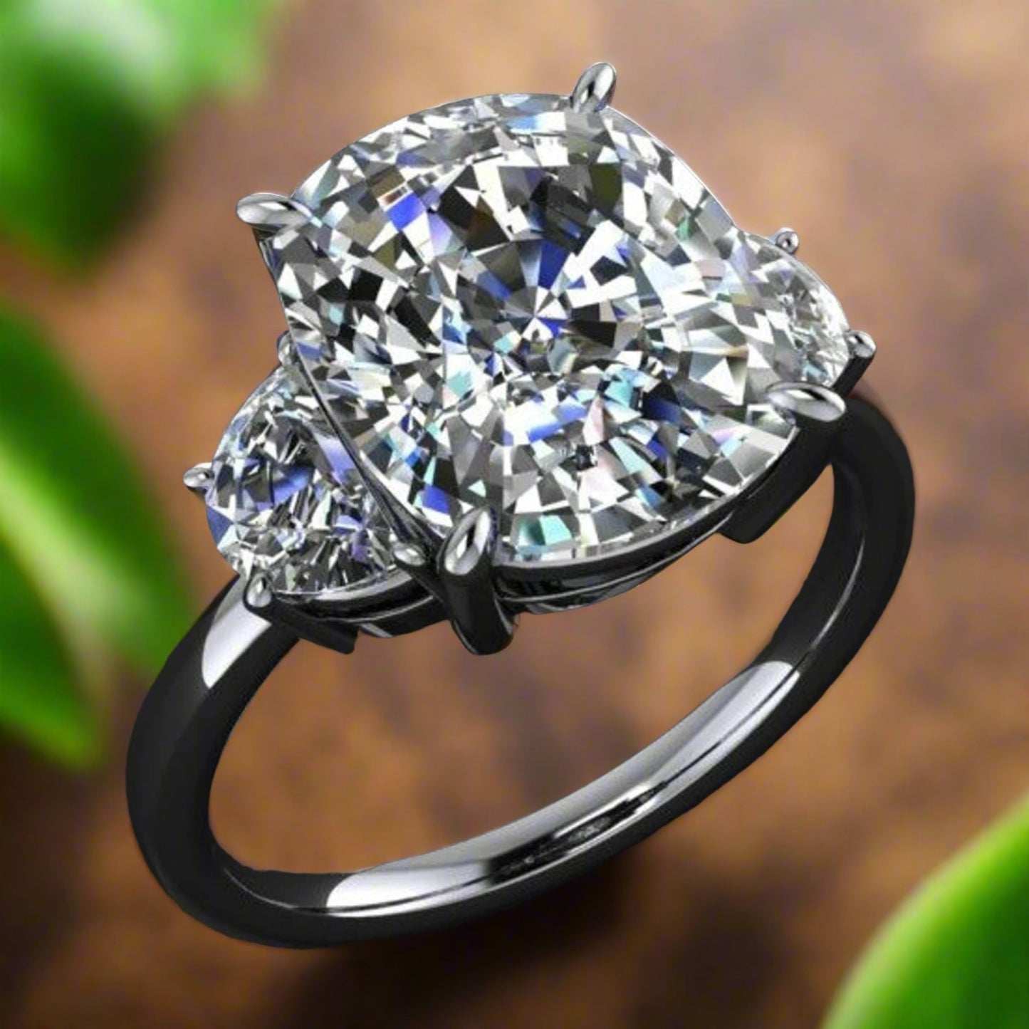 demi ring - 3.5 carat cushion cut moissanite engagement ring, ZAYA moissanite