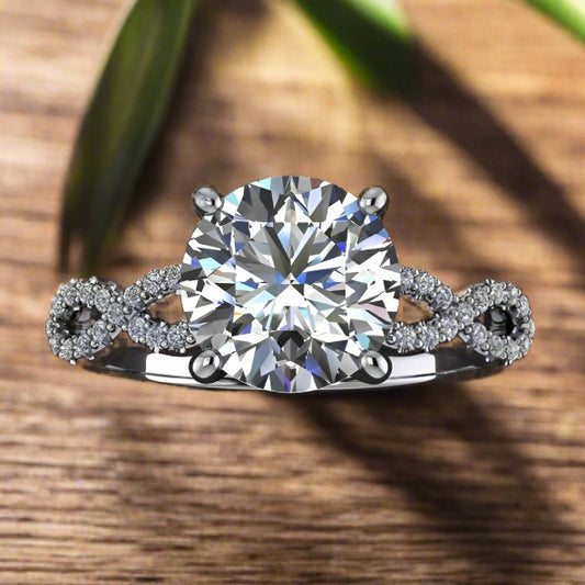 Infinity ring - 2.7 carat round ZAYA moissanite engagement ring, infinity band