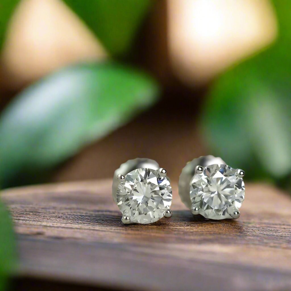 petite round lab created diamond earrings