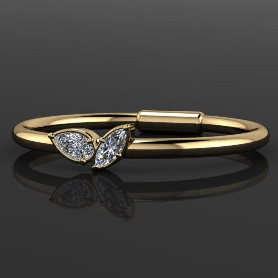 moi et toi bracelet, gold and moissanite - laying flat view