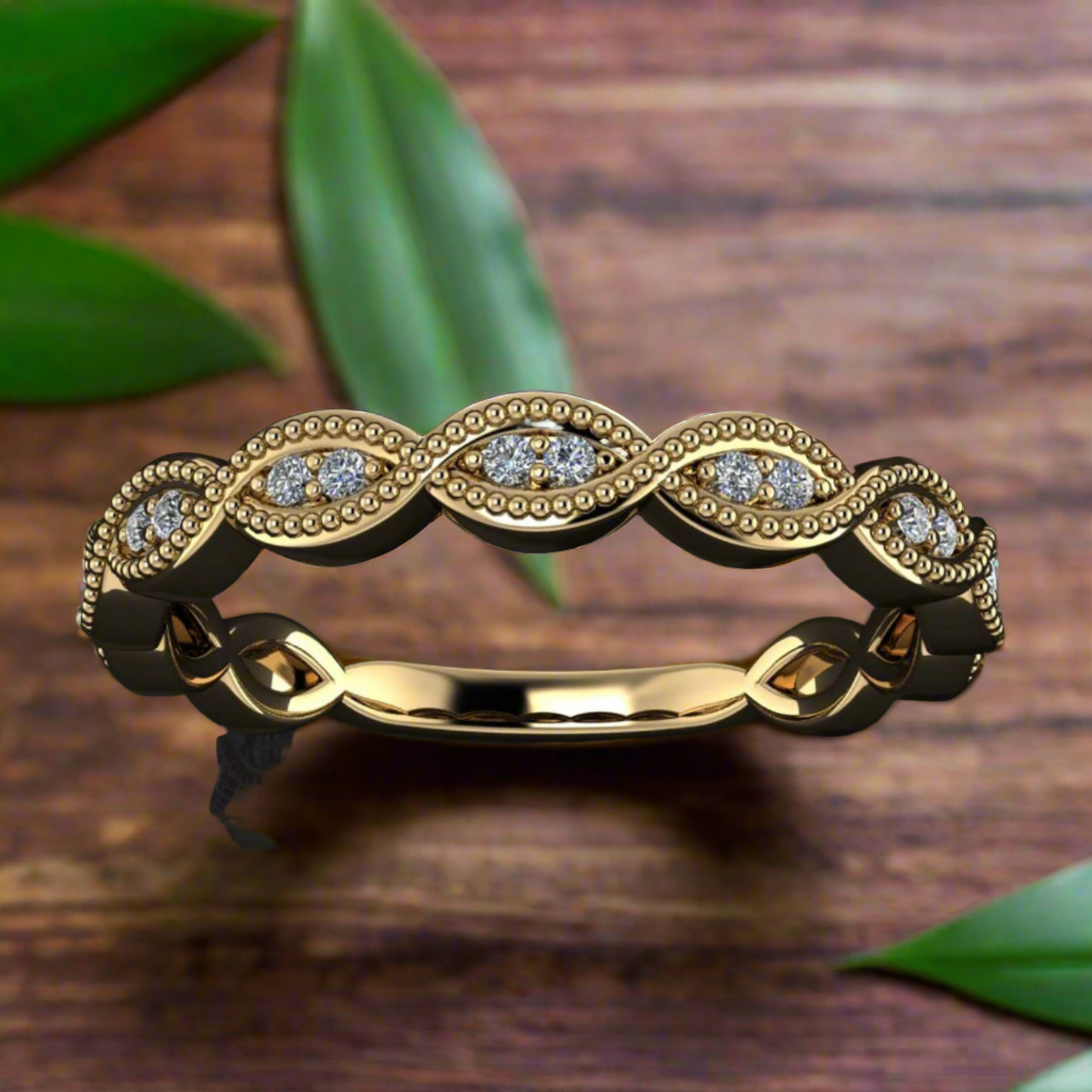 diamond stacking ring - vintage style diamond band - adeline ring