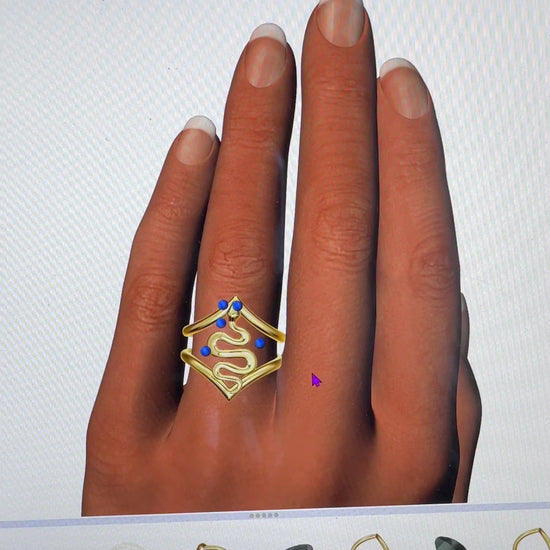 gold snake ring with diamond eyes - video