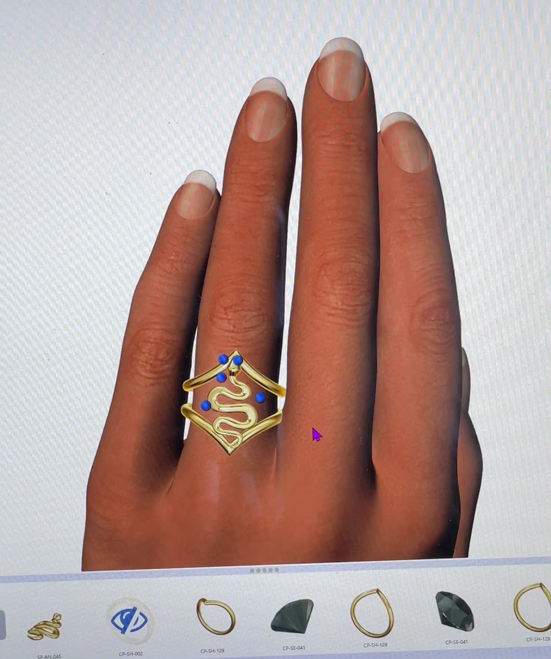 gold snake ring with diamond eyes - video