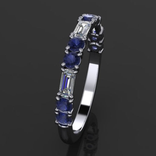 lab grown sapphire and moissanite bella band - side view