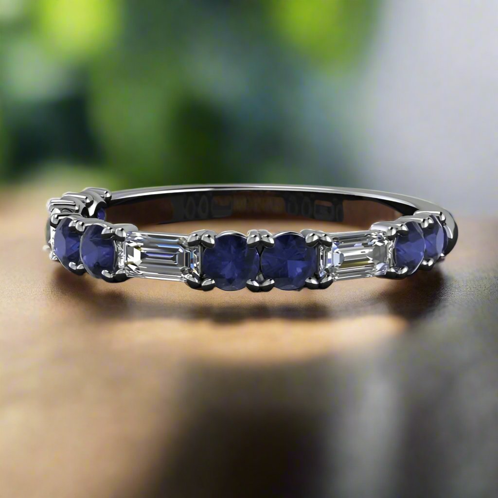 lab grown sapphire and moissanite bella band