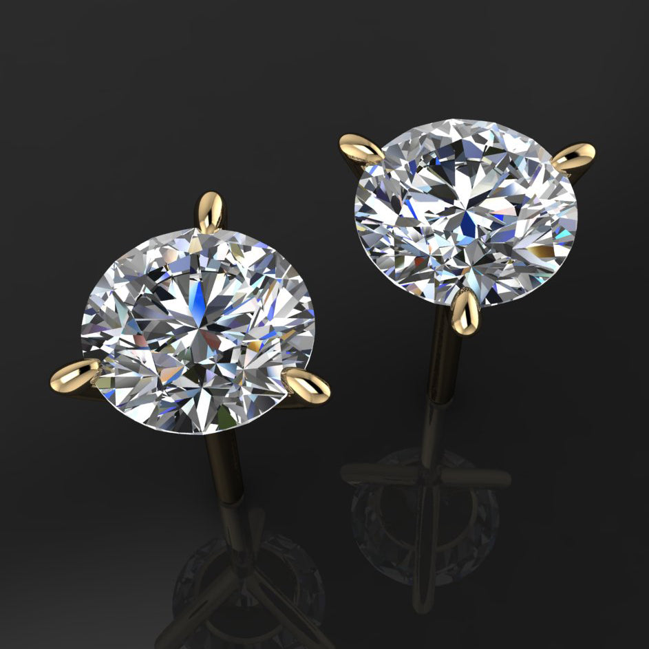 7 carat moissanite stud earrings, 14k gold, NEO moissanite - J Hollywood Designs