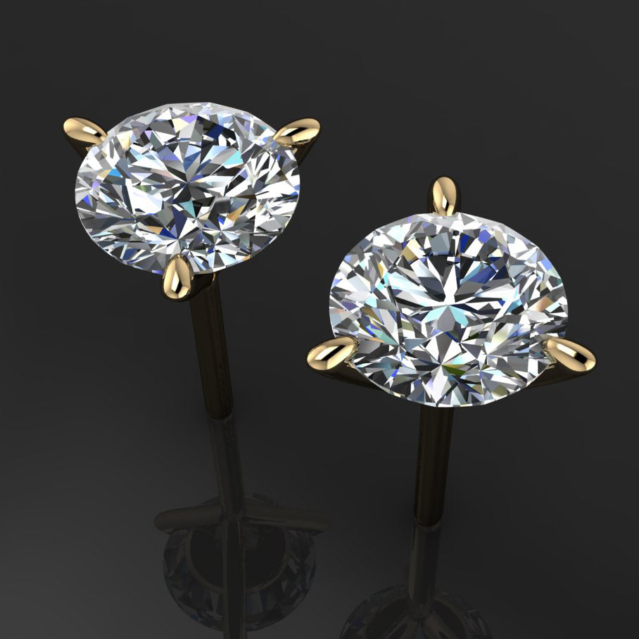 7 carat moissanite stud earrings, 14k gold, NEO moissanite - J Hollywood Designs