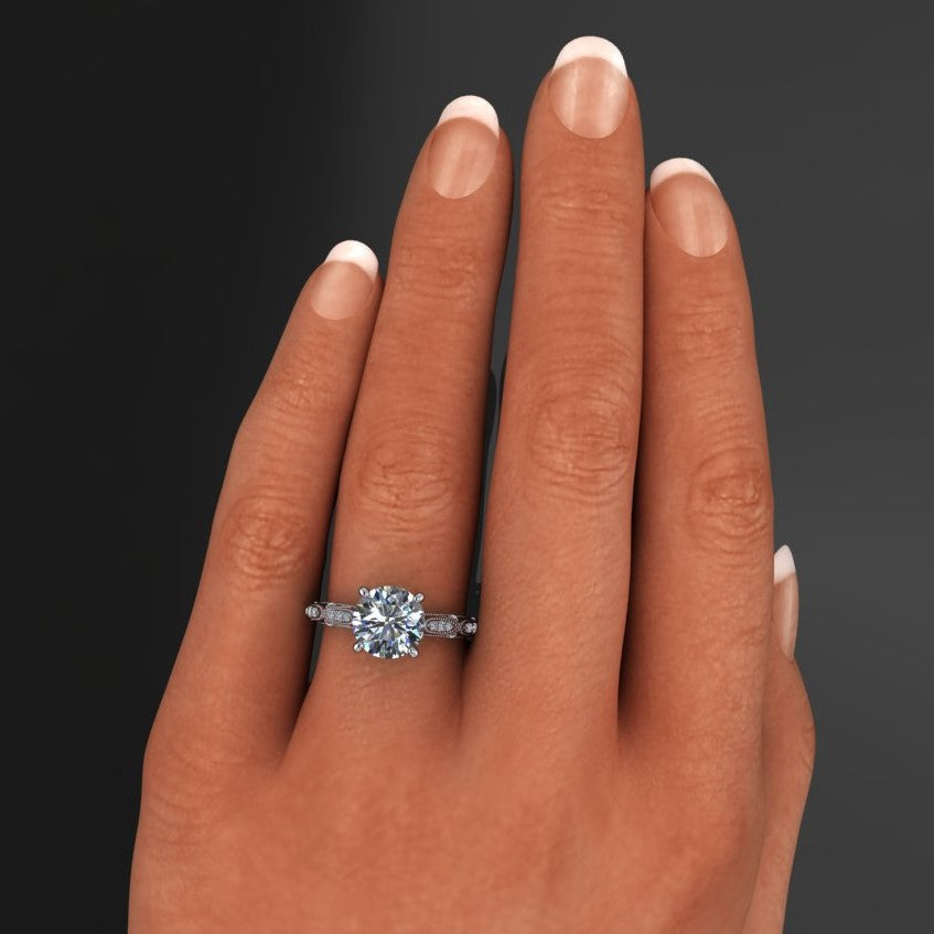 annette ring - 2 carat round cut moissanite engagement ring