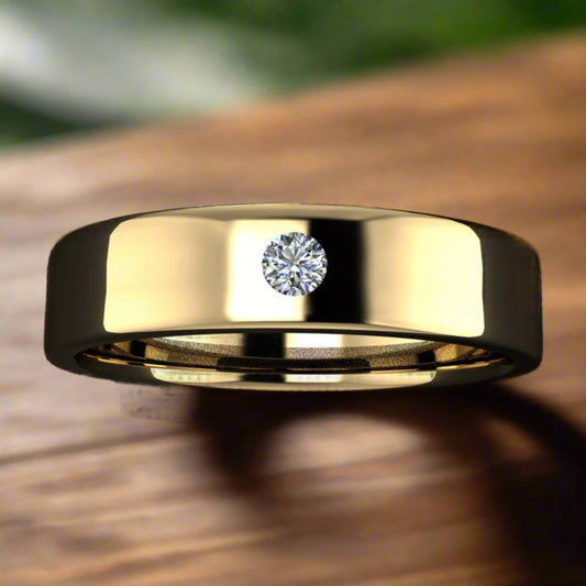 finn ring - men's gold wedding band, moissanite ring - J Hollywood Designs