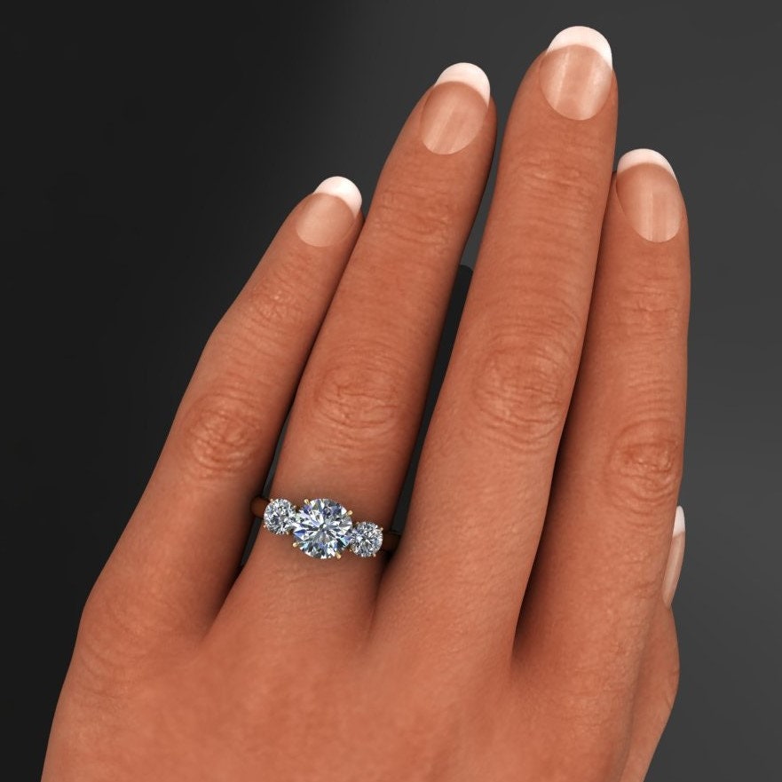 Stunning 3 Stone Round Classic Design Engagement Ring – SImin Jewelry