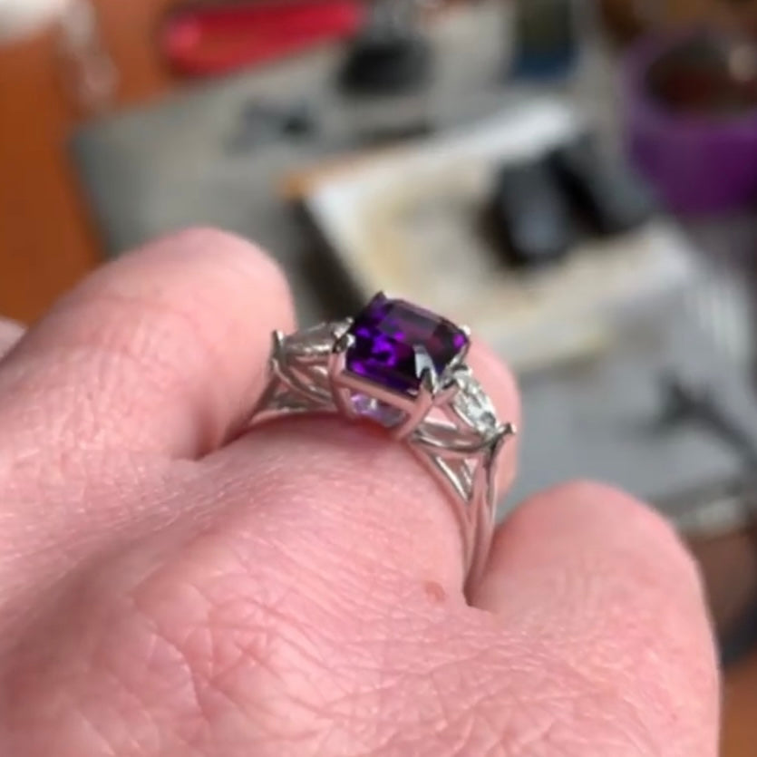 Natural Amethyst Ring/ Rose Gold & Sterling Silver/ 2.3ct Natural Purple  Amethyst Lovely Rectangle Filigree made to Orderdesign148 - Etsy